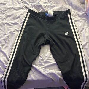 Adidas Black Joggers with White Stripes